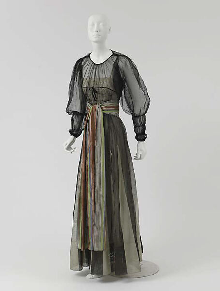 Evening dress, House of Chanel (French, founded 1910), silk, cotton, rayon, French