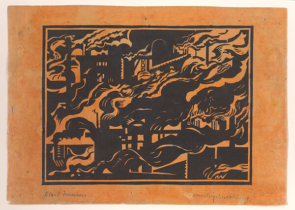 Blast Furnaces 2, Edward Alexander Wadsworth (British, Cleckheaton, West Yorkshire 1889–1949), Woodcut 