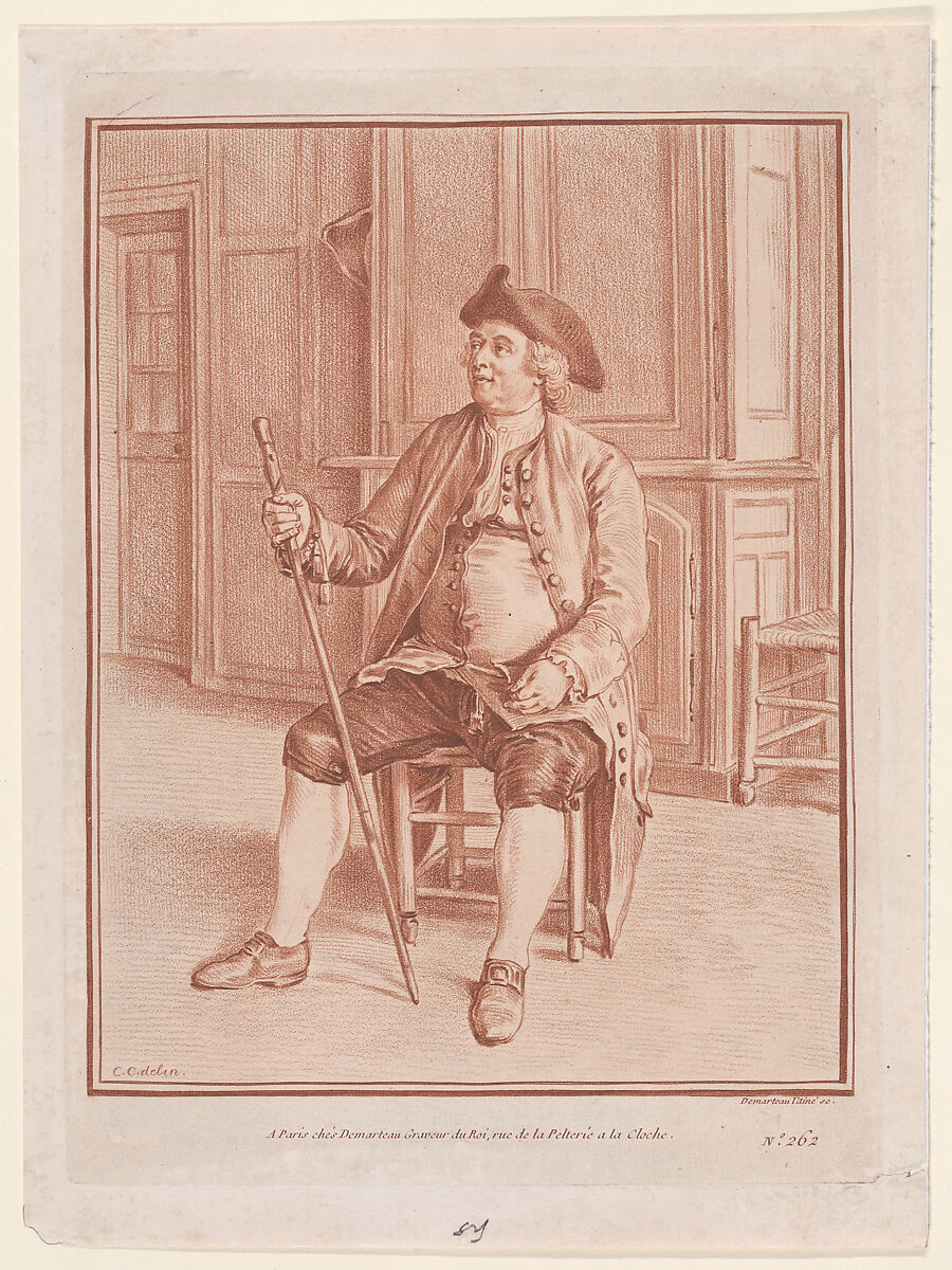 Le Paysan de Gandelu (Portrait de l'abbé Pommyer), Gilles Demarteau (French, Liège 1722–1776 Paris), Soft-ground etching printed in red ink 