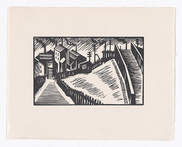 Landscape West Riding, Edward Alexander Wadsworth (British, Cleckheaton, West Yorkshire 1889–1949), Woodcut 