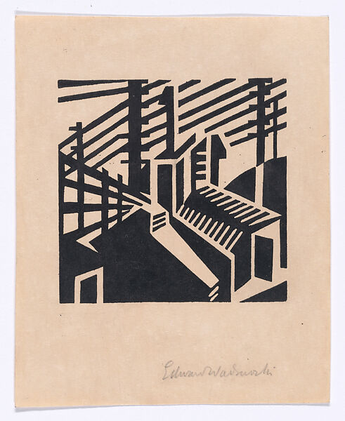 Platelayers' Sheds, Edward Alexander Wadsworth (British, Cleckheaton, West Yorkshire 1889–1949), Woodcut 