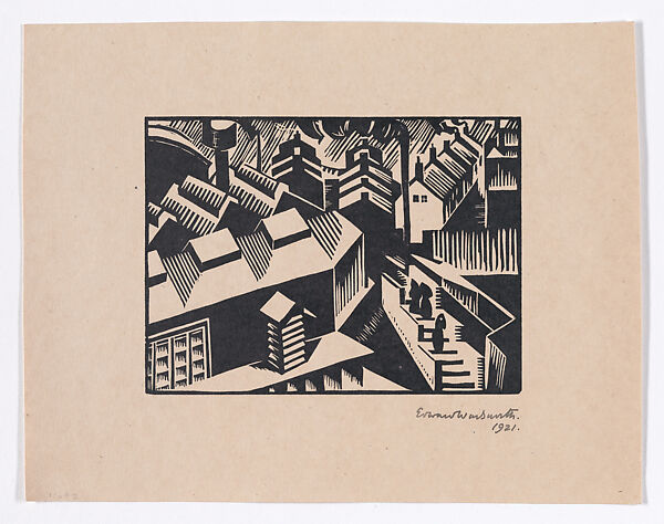 Yorkshire, Edward Alexander Wadsworth (British, Cleckheaton, West Yorkshire 1889–1949), Woodcut 