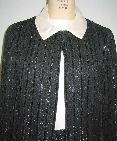 Cocktail suit, House of Chanel (French, founded 1910), silk, plastic, French