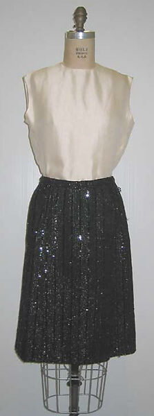 Cocktail suit, House of Chanel (French, founded 1910), silk, plastic, French