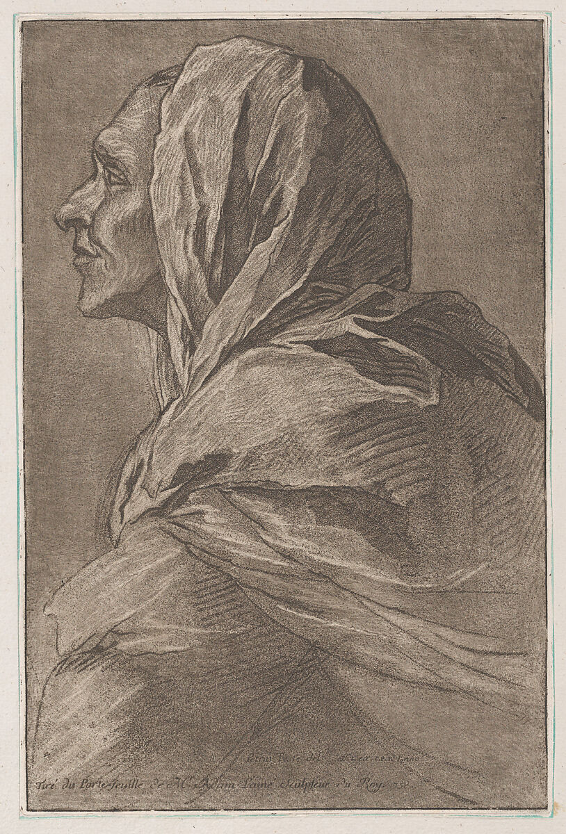 Head of a woman, After Pietro Testa (Italian, Lucca 1612–1650 Rome), Etching printed in brown ink 