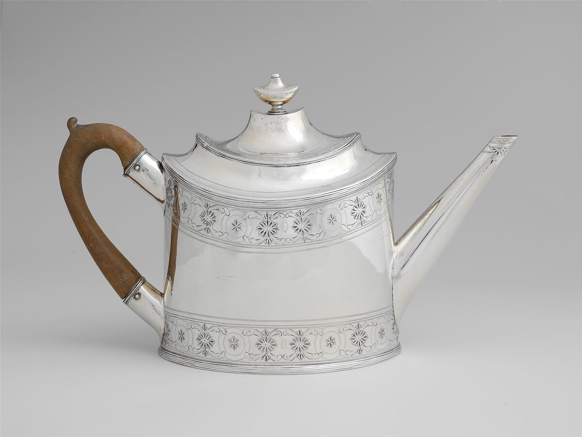 Teapot, Simeon A. Bayley (active 1784–99), Silver, American 