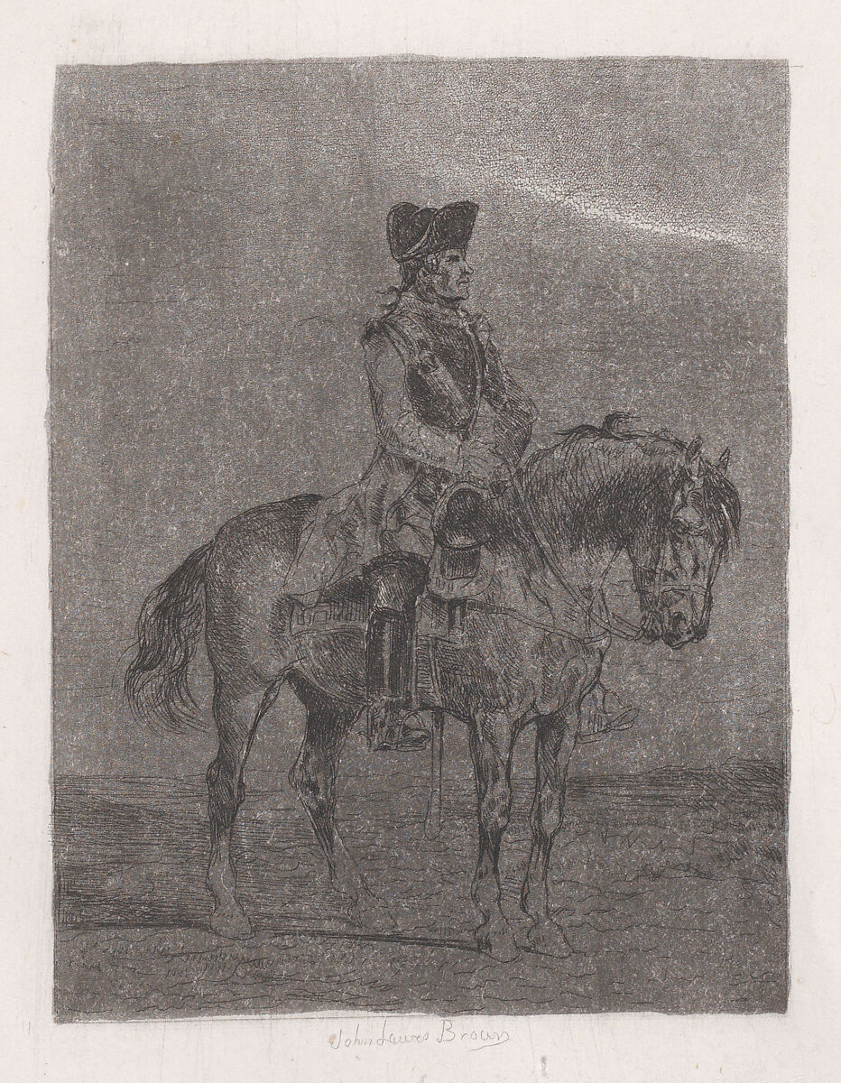 Mounted soldier, John-Lewis Brown (French, Bordeaux 1829–1890 Paris), Aquatint 