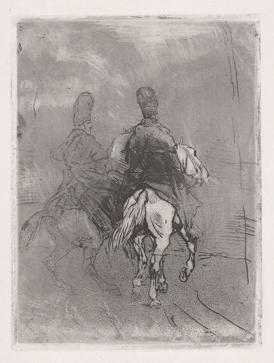 Mounted Cossacks, John-Lewis Brown (French, Bordeaux 1829–1890 Paris), Aquatint 