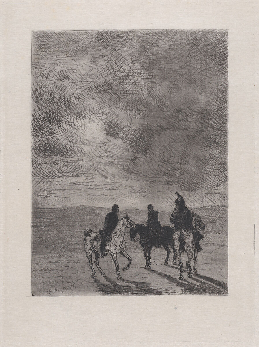 Mounted soldiers, John-Lewis Brown (French, Bordeaux 1829–1890 Paris), Etching 