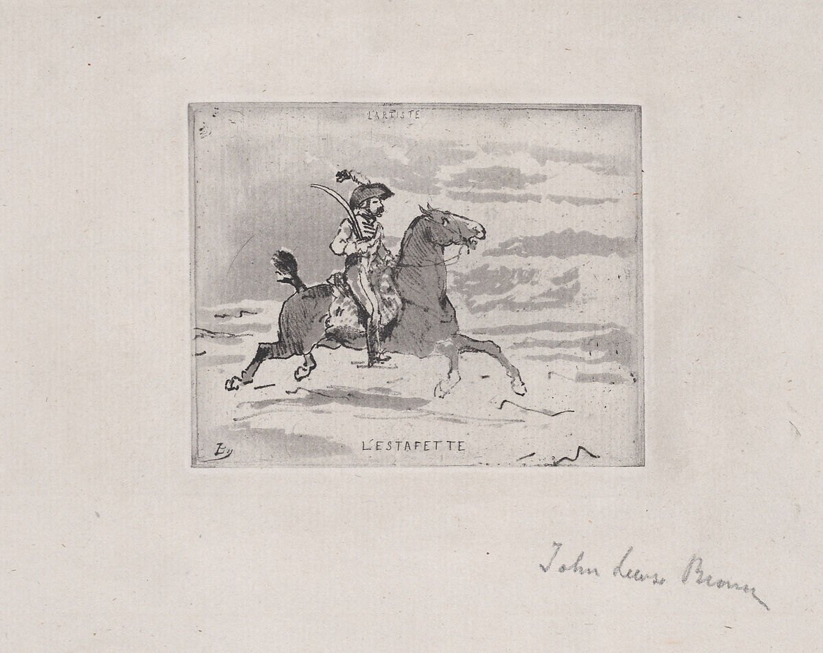 L'Estafette, John-Lewis Brown (French, Bordeaux 1829–1890 Paris), Aquatint 