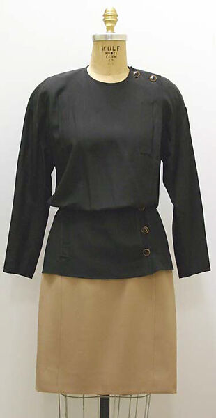 Ensemble, House of Chanel (French, founded 1910), a,b) wool
c) silk
d) metal, French