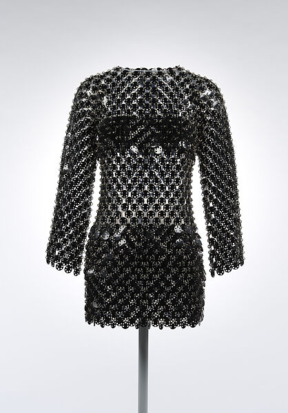 Dress, Paco Rabanne (French, born Spain 1934–2023), plastic (cellulose acetate), metal, French 