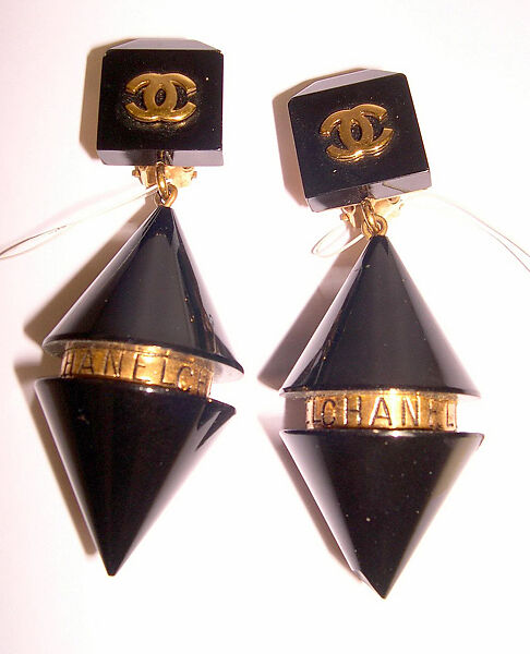 Earrings, House of Chanel (French, founded 1910), (a, b) plastic, metal, French 