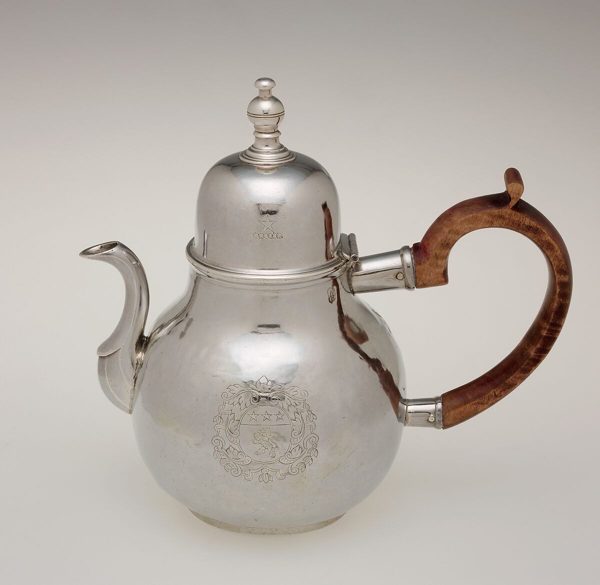 Teapot, John Coney (1655/56–1722), Silver, American