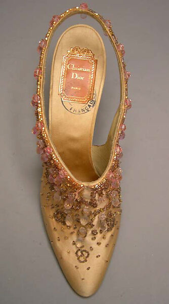 Evening shoes, House of Dior (French, founded 1946), silk, glass, French