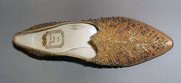 Evening shoes, House of Dior (French, founded 1946), silk, glass, metal, French