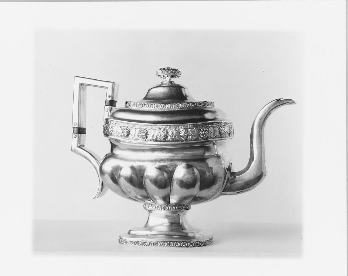 Teapot, John Crawford (active 1815–41), Silver, American 