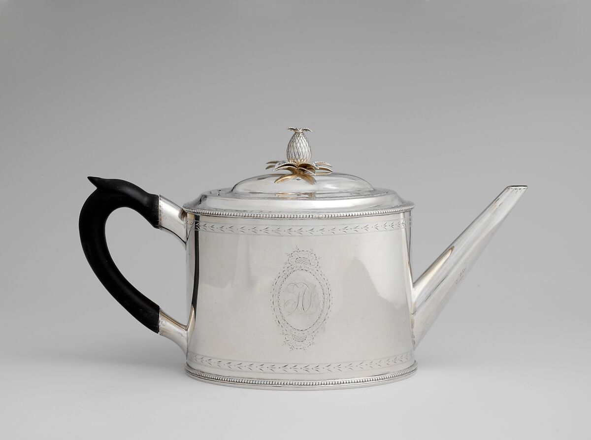 Teapot, Jabez Halsey (1762–1820), Silver, American 