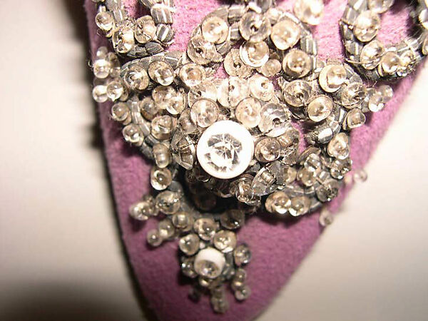 Evening shoes, Christian Dior (French, Granville 1905–1957 Montecatini), leather, glass, plastic, metal, French