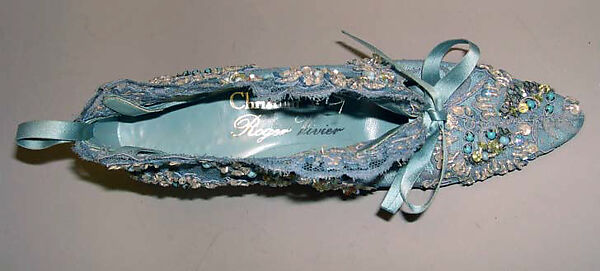 Evening boots, House of Dior (French, founded 1946), silk, leather, cotton, plastic, glass, French