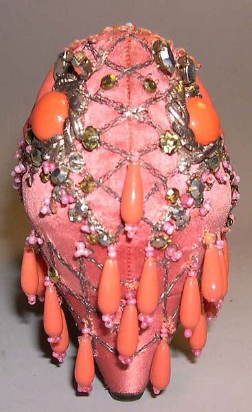 Evening shoes, House of Dior (French, founded 1946), silk, metallic thread, plastic, glass, metal, French