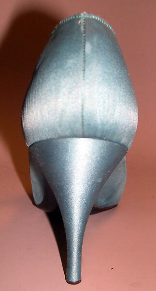 Evening shoes, House of Dior (French, founded 1946), silk, leather, glass, feathers, metallic thread, French