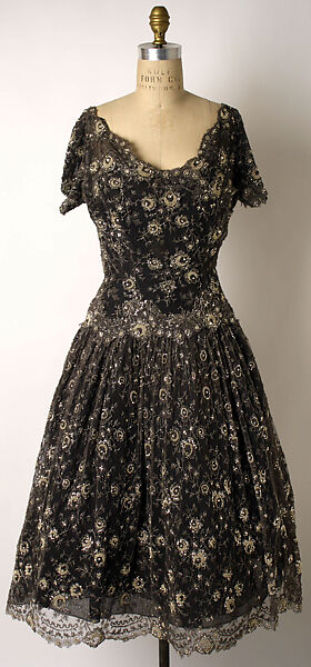 Evening dress, House of Dior (French, founded 1946), silk, glass beads, French 