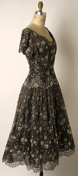 Evening dress, House of Dior (French, founded 1946), silk, glass beads, French