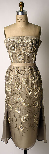 "Comedie Légère", House of Dior (French, founded 1946), silk, cotton, metallic, stones, French 