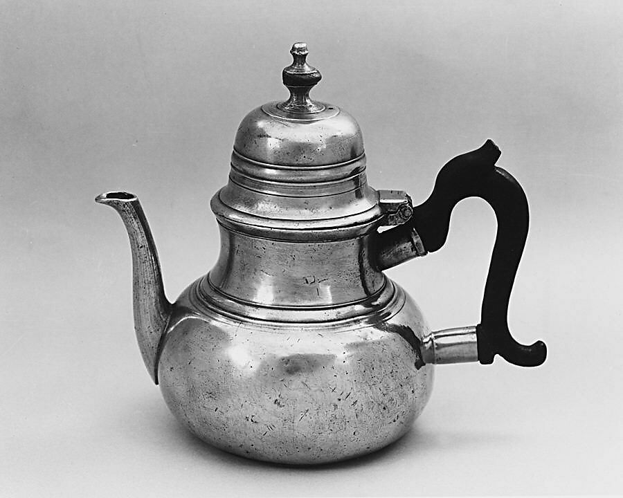 Teapot, William Kirby (ca. 1738–after 1810), Pewter, wood, American 