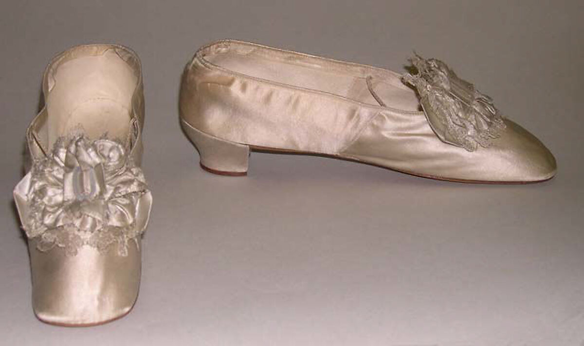 Slippers, silk, British 