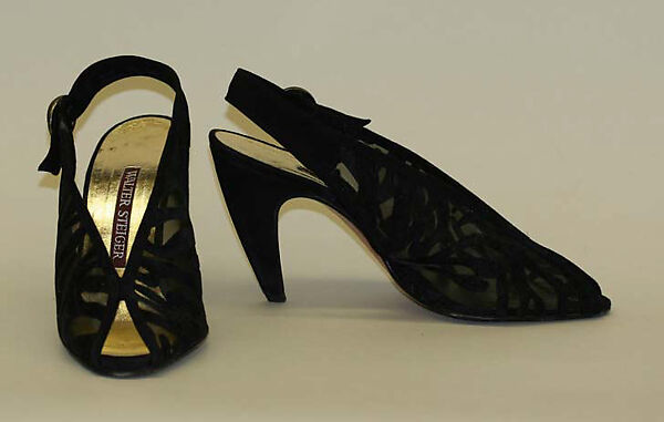 Shoes, Walter Steiger (French, born Geneva, 1942), leather, silk, synthetic, Swiss 