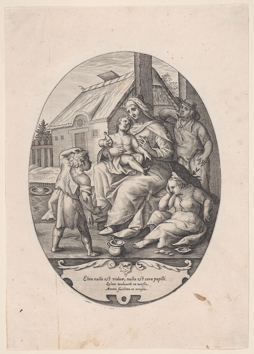 Allegory on Widowhood and Orphanage, Lambert Cornelisz (Dutch, 1593–1621), Engraving 