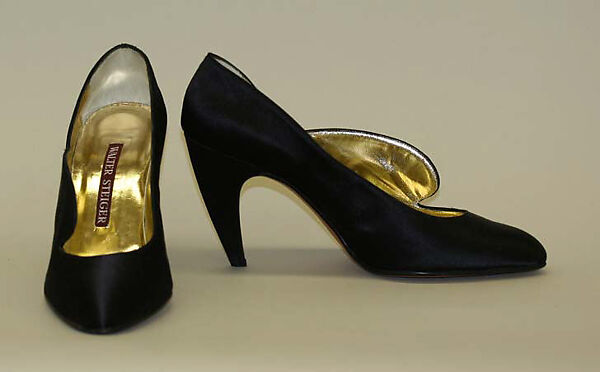 Pumps, Walter Steiger (French, born Geneva, 1942), silk, Swiss 