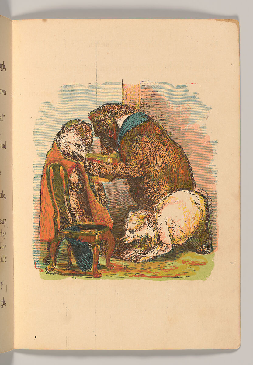 The Three Bears, Harrison William Weir (British, Lewes 1824–1906 Appledore, Kent), Illustrations: color lithographs and wood engravings, printed in oil colors