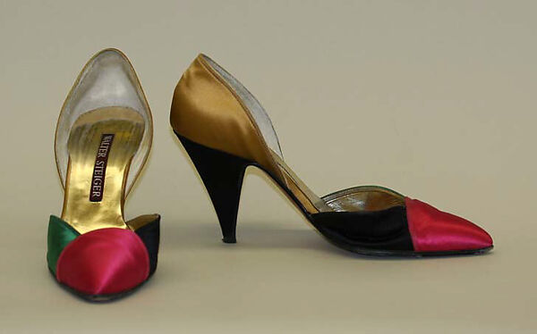 Pumps, Walter Steiger (French, born Geneva, 1942), silk, Swiss 