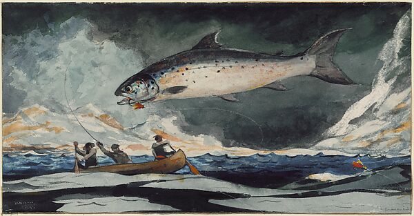 A Good Pool, Saguenay River, Winslow Homer  American, Watercolor and graphite on cream wove paper, American