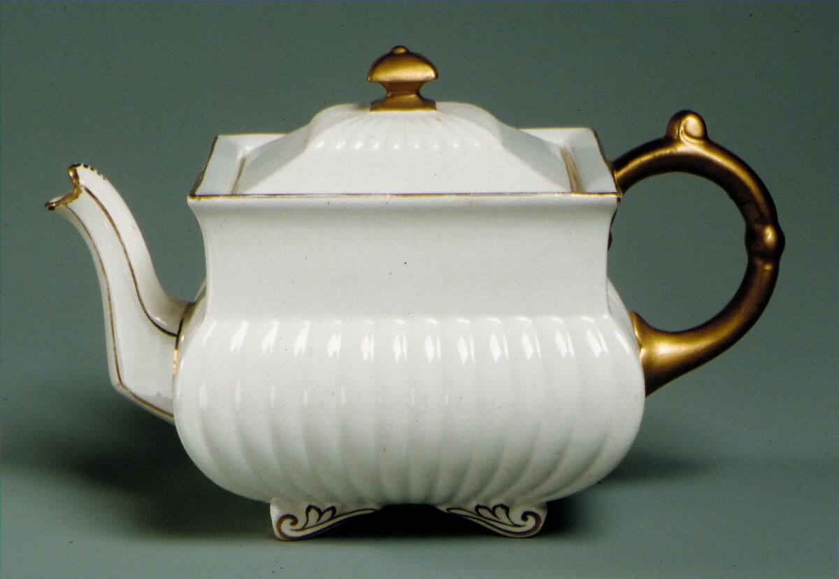 Teapot, Ott and Brewer (American, Trenton, New Jersey, 1871–1893), Earthenware, American 