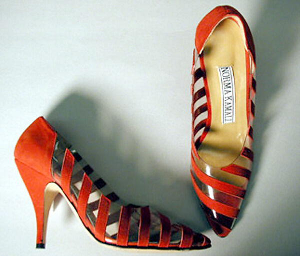 Shoes, Norma Kamali (American, born 1945), leather, plastic (polyvinyl chloride), American