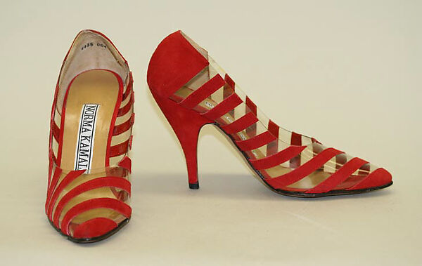 Shoes, Norma Kamali (American, born 1945), leather, plastic (polyvinyl chloride), American 