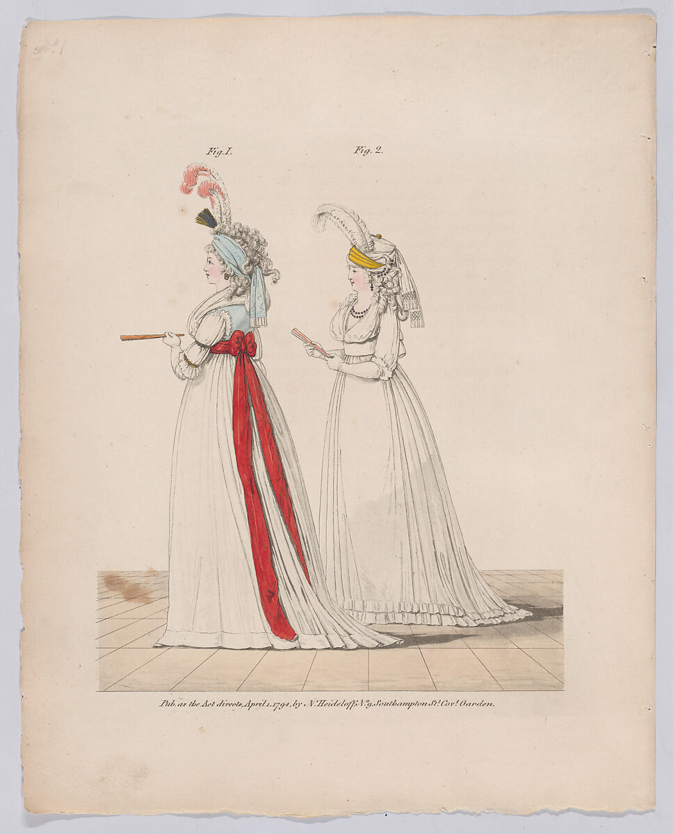Gallery of Fashion, vol. I: April 1, 1794- March 1, 1795, Nicolaus Heideloff (German, Stuttgart 1761–1837 The Hague), Illustrations: etching and engraving (hand colored) 