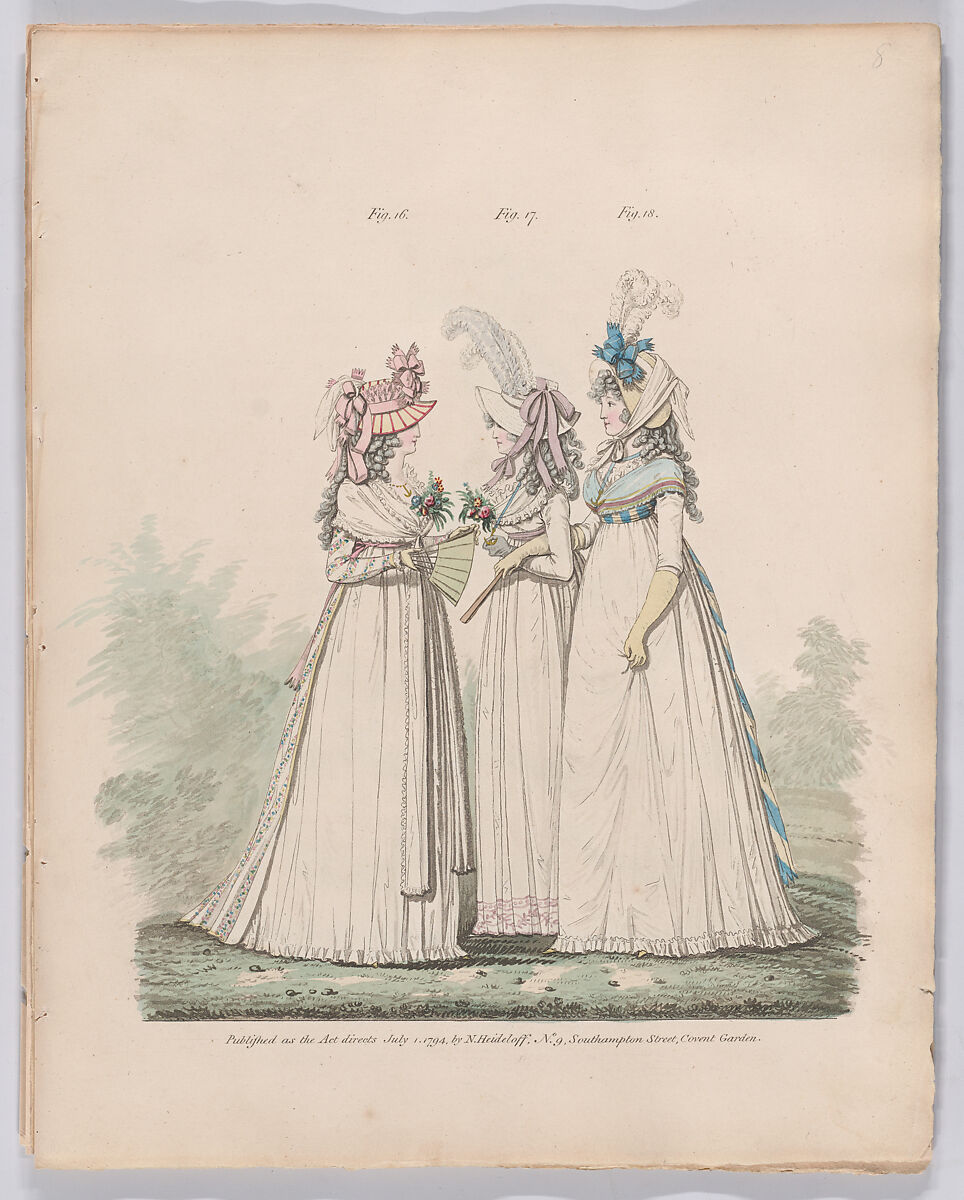 Gallery of Fashion, vol. I: April 1, 1794- March 1, 1795, Nicolaus Heideloff (German, Stuttgart 1761–1837 The Hague), Illustrations: etching and engraving (hand colored)