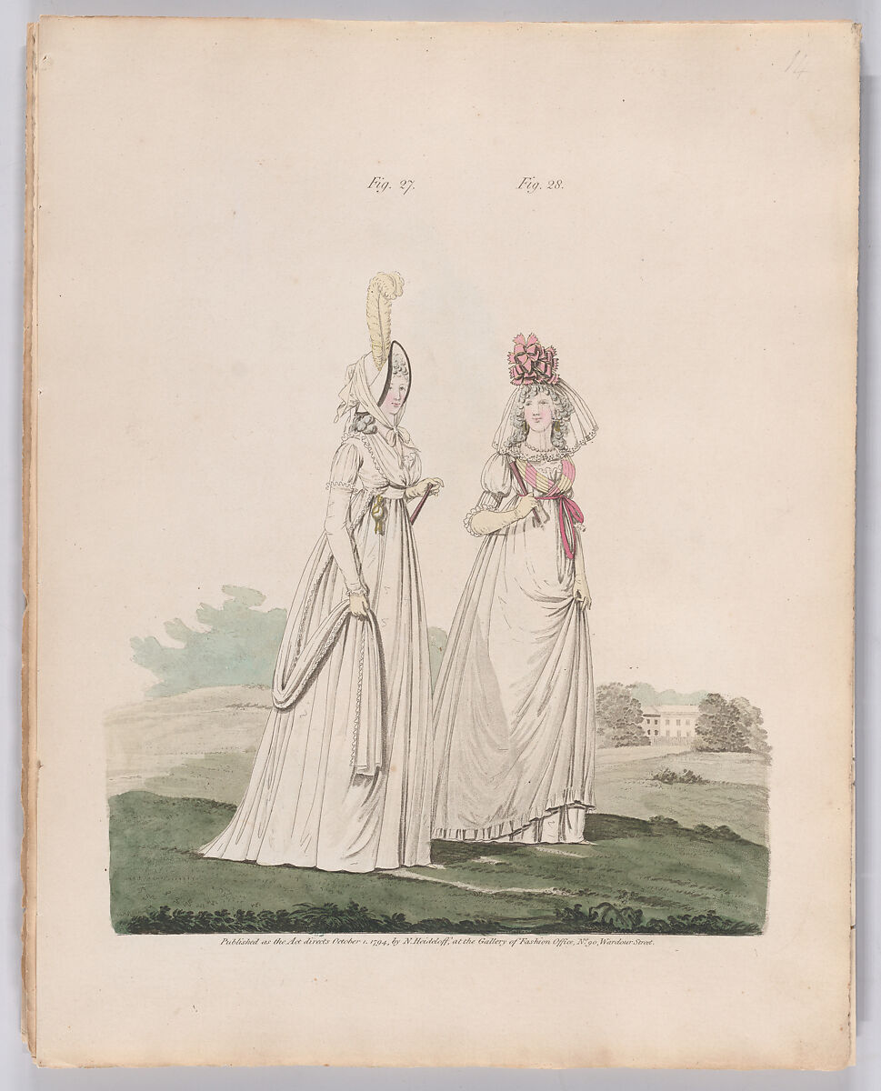 Gallery of Fashion, vol. I: April 1, 1794- March 1, 1795, Nicolaus Heideloff (German, Stuttgart 1761–1837 The Hague), Illustrations: etching and engraving (hand colored)