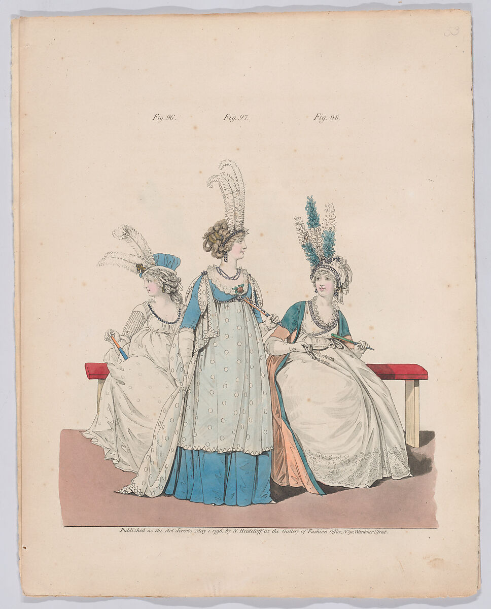 Gallery of Fashion, vol. III: April 1 1796 - March 1 1797, Nicolaus Heideloff (German, Stuttgart 1761–1837 The Hague), Illustrations: etching and engraving (hand colored)