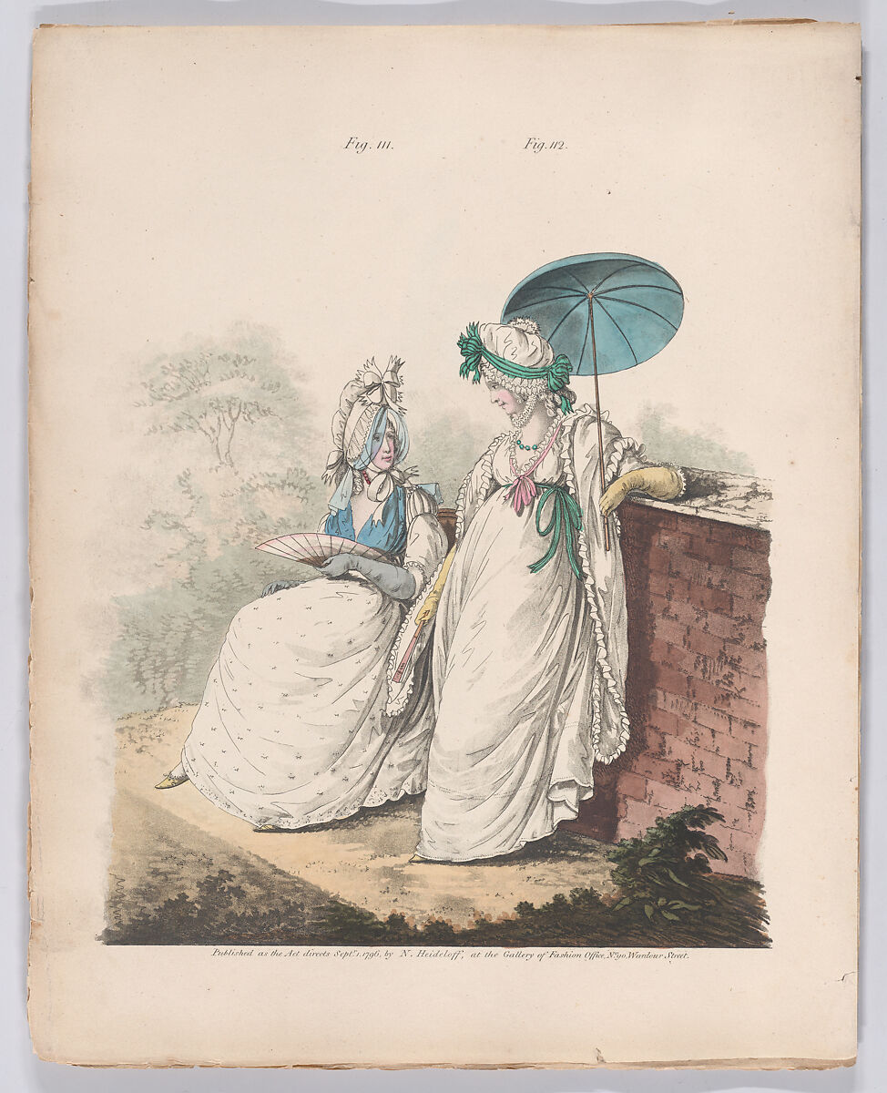 Gallery of Fashion, vol. III: April 1 1796 - March 1 1797, Nicolaus Heideloff (German, Stuttgart 1761–1837 The Hague), Illustrations: etching and engraving (hand colored)