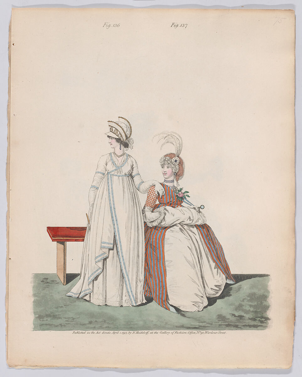 Gallery of Fashion, vol. IV: April 1 1797 - March 1 1798, Nicolaus Heideloff (German, Stuttgart 1761–1837 The Hague), Illustrations: etching and engraving (hand colored)
