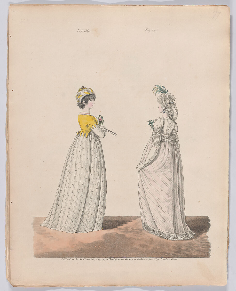 Gallery of Fashion, vol. IV: April 1 1797 - March 1 1798, Nicolaus Heideloff (German, Stuttgart 1761–1837 The Hague), Illustrations: etching and engraving (hand colored)