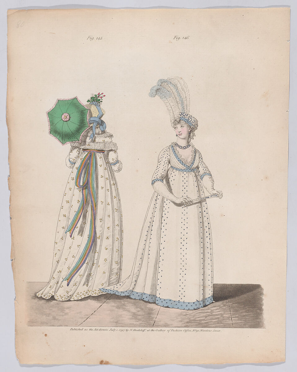 Gallery of Fashion, vol. IV: April 1 1797 - March 1 1798, Nicolaus Heideloff (German, Stuttgart 1761–1837 The Hague), Illustrations: etching and engraving (hand colored)