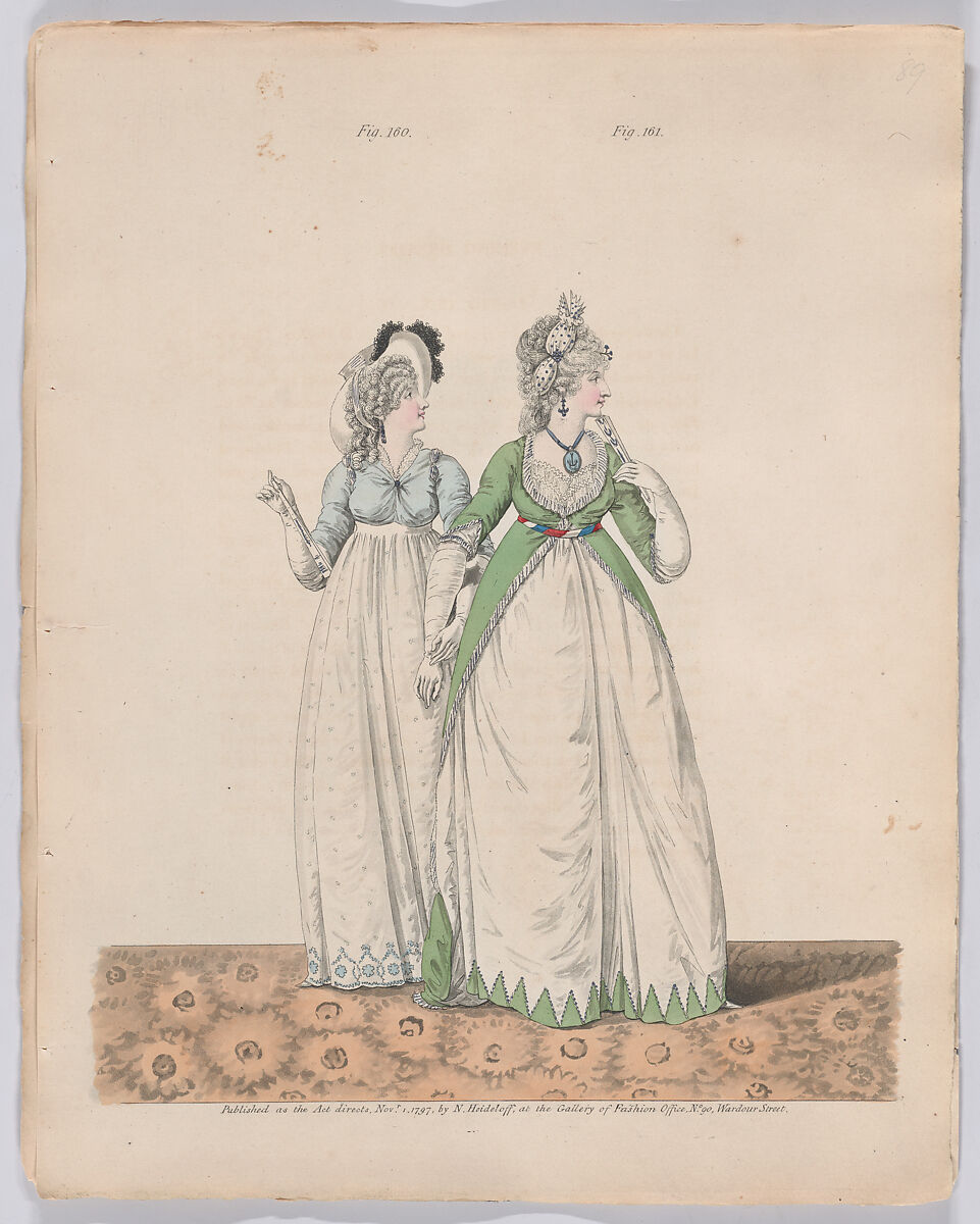 Gallery of Fashion, vol. IV: April 1 1797 - March 1 1798, Nicolaus Heideloff (German, Stuttgart 1761–1837 The Hague), Illustrations: etching and engraving (hand colored)