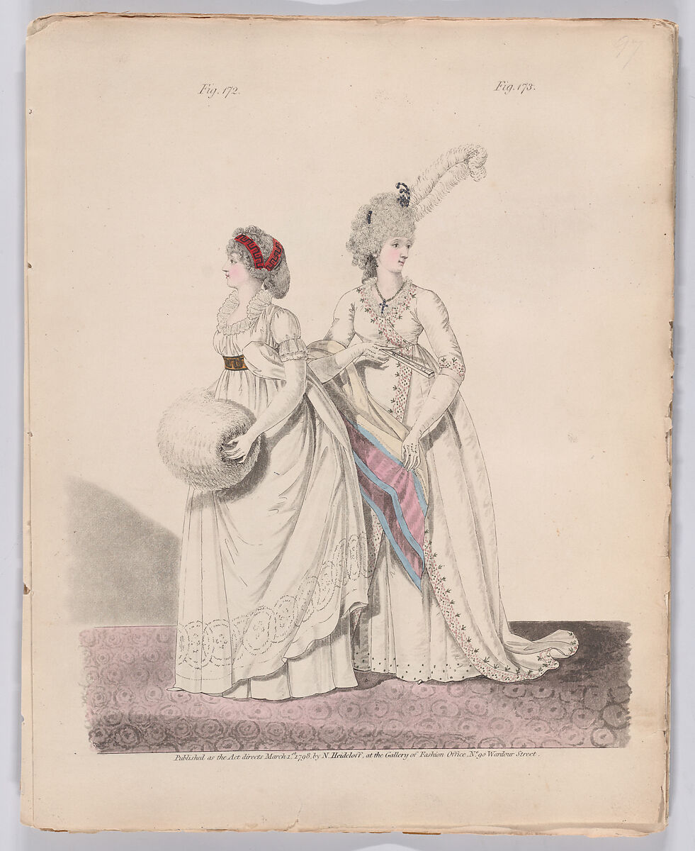 Gallery of Fashion, vol. IV: April 1 1797 - March 1 1798, Nicolaus Heideloff (German, Stuttgart 1761–1837 The Hague), Illustrations: etching and engraving (hand colored)